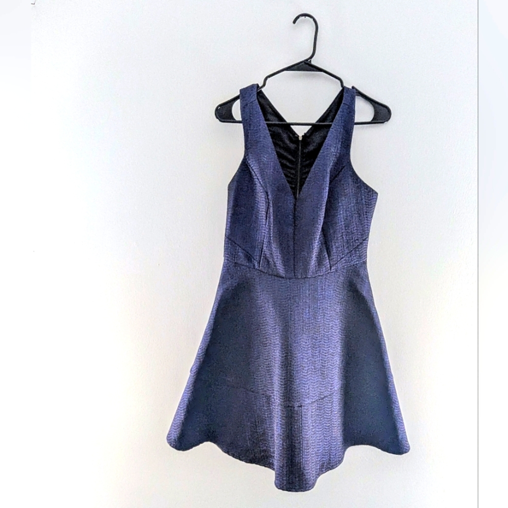 Express Size 6 Navy Purple Iridescent Fit & Flare Dress | Formal Prom Gala Party